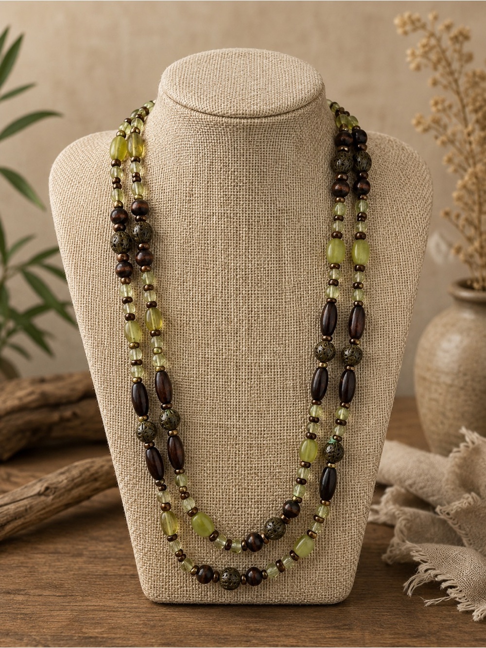 Beaded Costume Jewelry Single‎ or Double Strand Necklace